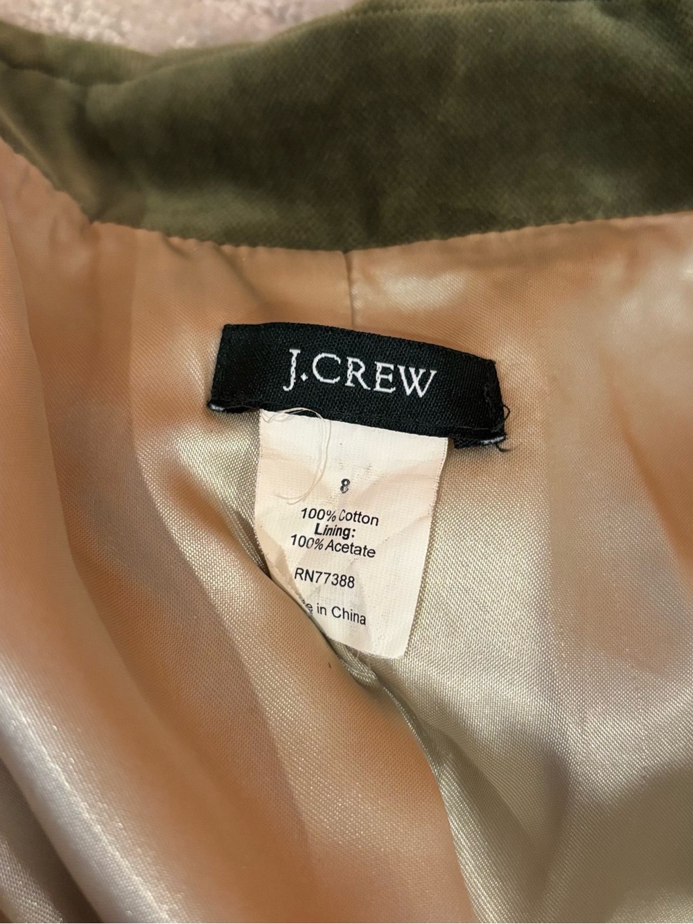 J. Crew Bella Green Velvet Blazer Jacket Vintage Women's 8 - Picture 10 of 14